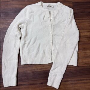 Abercrombie & Fitch CREAM Merino Wool-Blend  Crew Cardigan